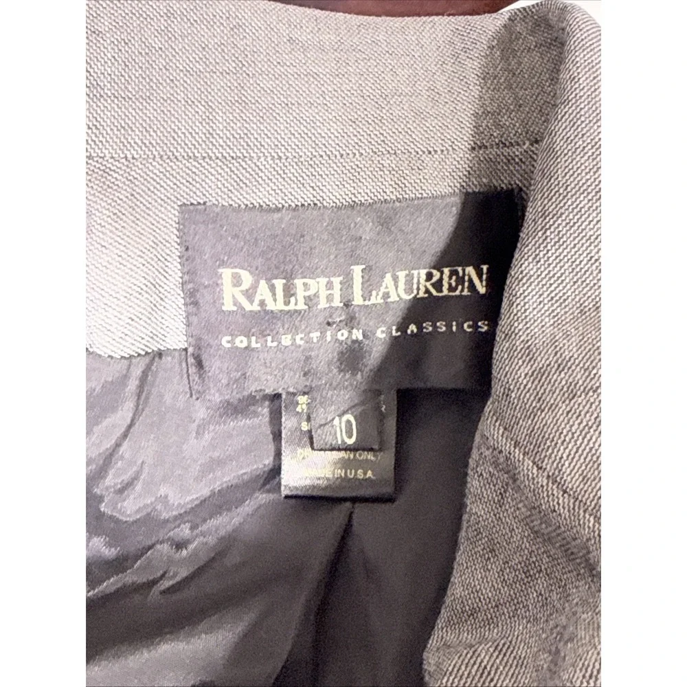 Ralph Lauren Collection Classics Jacket Womens‎ 10 Gray 3 Button Wool Stretch